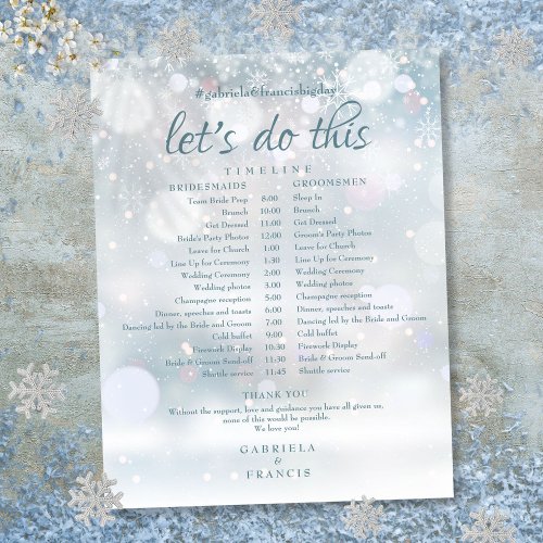 First Snowflakes Winter Wedding Schedule Timeline