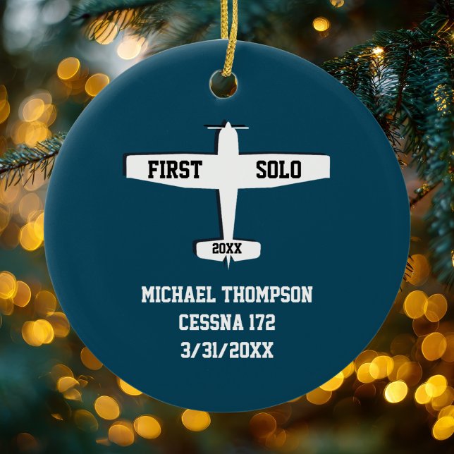 First Solo Airplane & Photo Aviation Personalized Ceramic Ornament (Creator Uploaded)