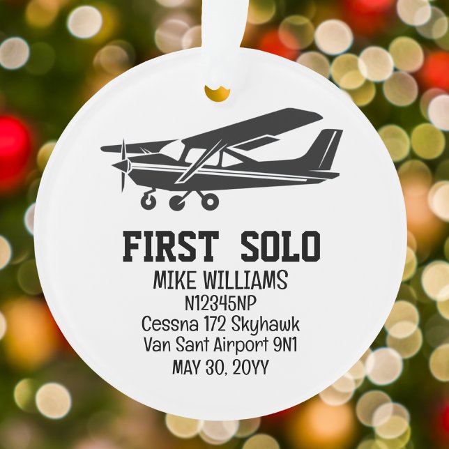 First Solo Airplane PILOT Aviation Personalized Ornament (Creator Uploaded)