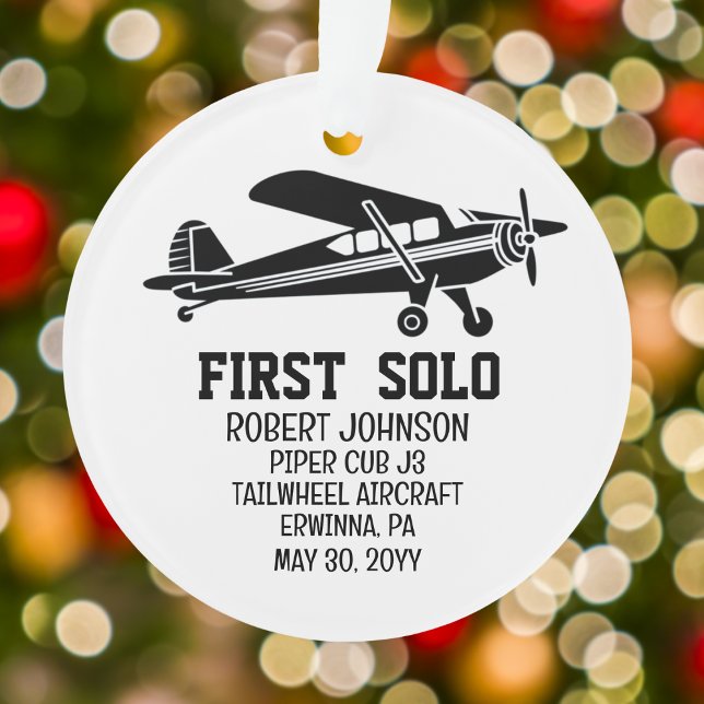 First Solo Airplane PILOT Personalized Aviation  Ornament (Creator Uploaded)