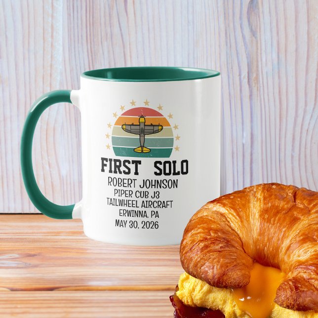 First Solo Airplane PILOT, Retro, Personalized Mug (Creator Uploaded)