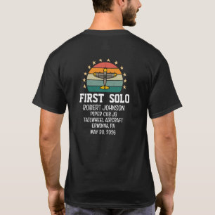 First Solo Airplane PILOT Retro Personalized T-Shirt