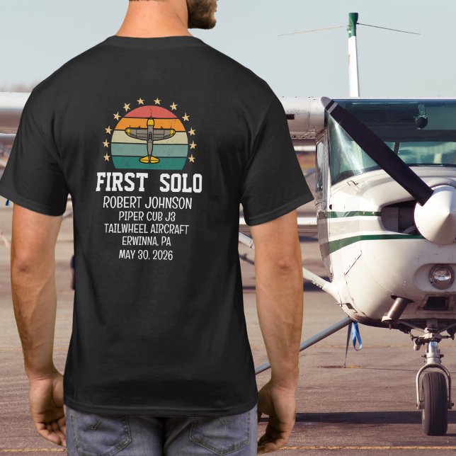 First Solo Airplane PILOT Retro Personalized T-Shirt (Creator Uploaded)