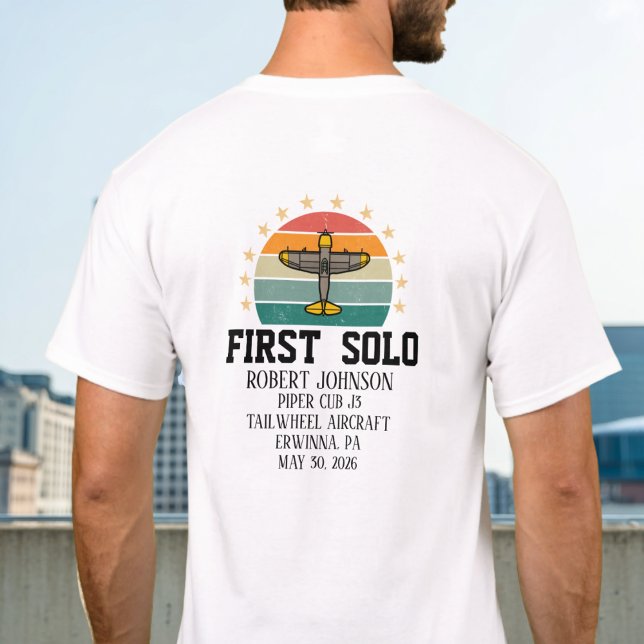 First Solo Airplane PILOT Retro Personalized T-Shirt (Creator Uploaded)