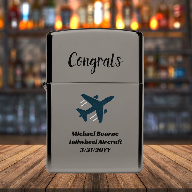 First Solo Aviation Pilot Simple Personalized Zippo Lighter (Creator Uploaded)