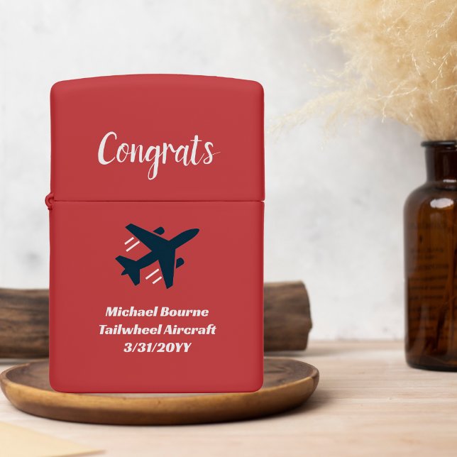 First Solo Aviation Pilot Simple Personalized Zippo Lighter (Creator Uploaded)