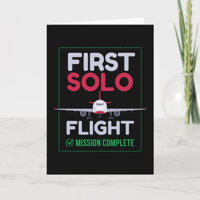 First Solo Flight Airplane First Flight Card (Front)