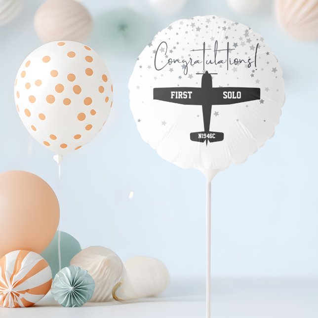 First Solo Simple Airplane, Personalized Aviation Balloon (Creator Uploaded)