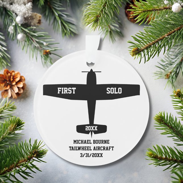 First Solo Simple Airplane, Personalized Aviation Ornament (Creator Uploaded)