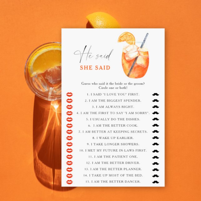 first spritz bridal shower He said she said game (Creator Uploaded)