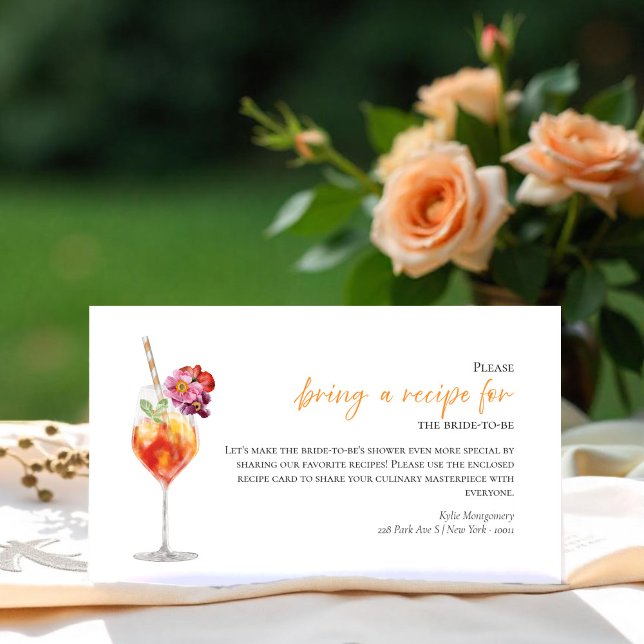 First Spritz Bridal Shower Recipe Request Card (Creator Uploaded)