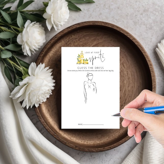 First Spritz Guess Dress Bridal Shower Game Card (Creator Uploaded)