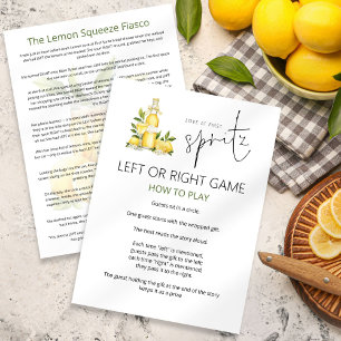 First Spritz Left Right Bridal Shower Game card