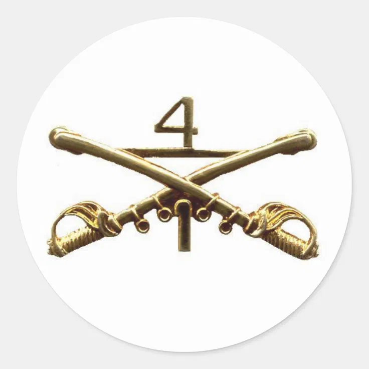 First Squadron Fourth Cavalry Brass Classic Round Sticker | Zazzle