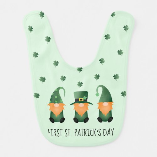 First St Patricks Day Gnomes Green Orange Baby Bib