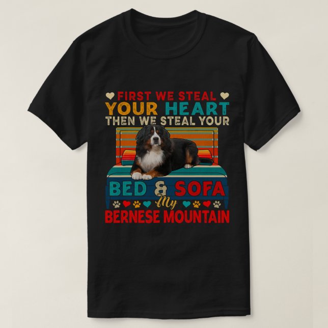 First Steal Cute Heart Then Bed And Sofa Labrador  T-Shirt (Design Front)