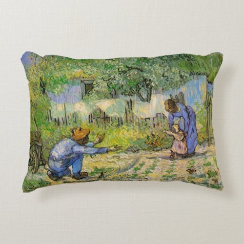First Steps after Millet by Vincent van Gogh Accent Pillow