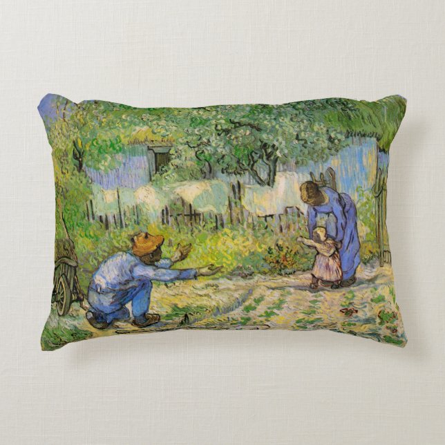 First Steps (after Millet) by Vincent van Gogh Accent Pillow (Front)