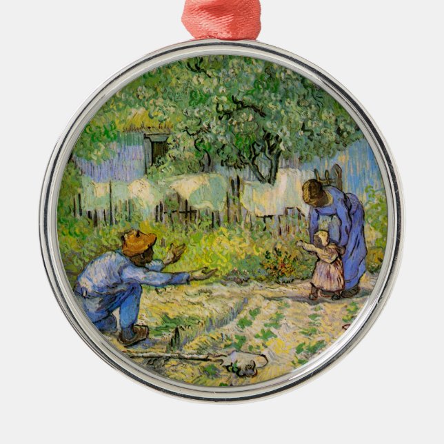 First Steps (after Millet) by Vincent van Gogh Metal Ornament (Front)