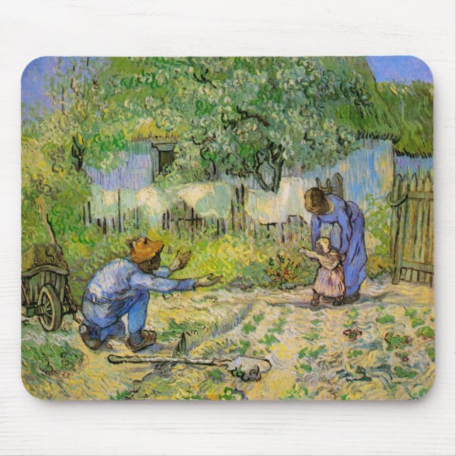 First Steps (after Millet) by Vincent van Gogh Mouse Pad (Front)