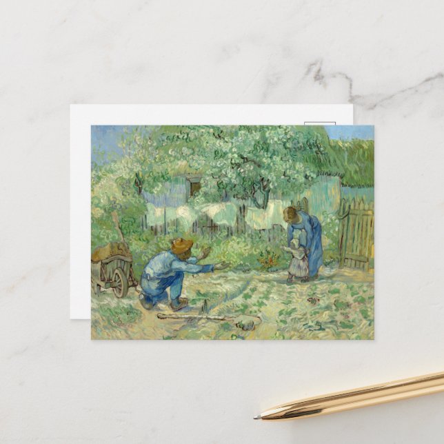 First Steps, after Millet by Vincent Van Gogh Postcard (Front/Back In Situ)