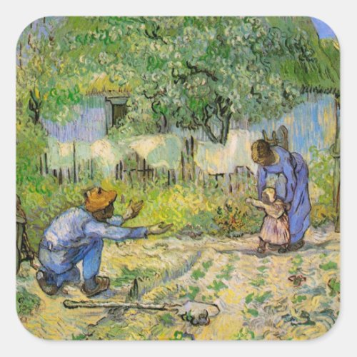 First Steps after Millet by Vincent van Gogh Square Sticker