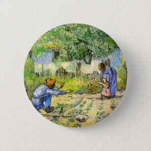 First Steps (after Millet) Van Gogh Fine Art Button