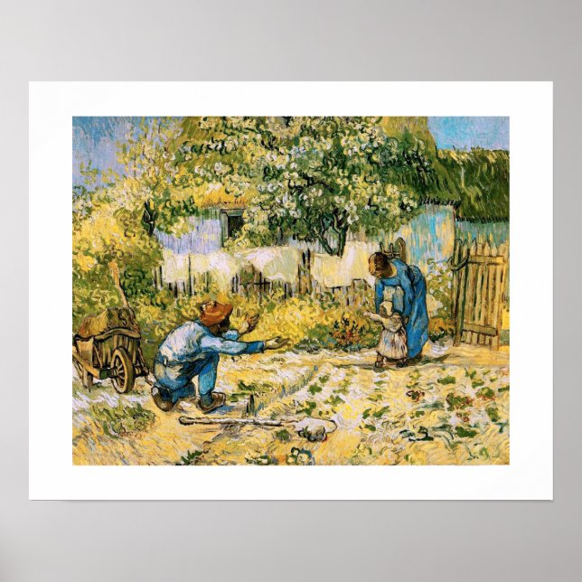 "First steps" by Vincent Van Gogh Fine Art  Poster (Front)