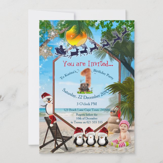 First Summer Holiday Birthday Party Invitation (Front)