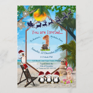 First Summer Holiday Birthday Party Invitation