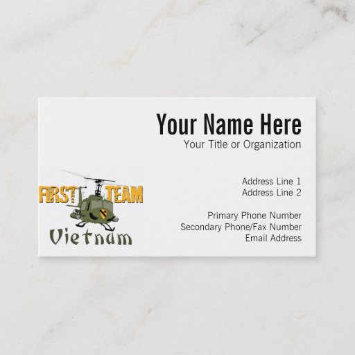 Customizable First Team Vietnam Gunship Business Card Template