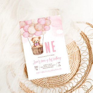 First Teddy Bear Boy Boho 1st Birthday Invitation