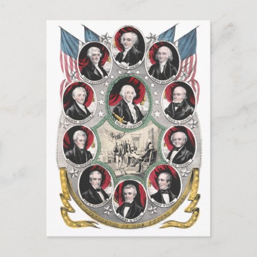 First Ten Presidents of the United States Postcard