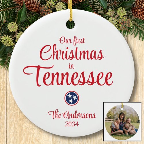 First Tennessee Christmas Red Photo Year Keepsake Ceramic Ornament