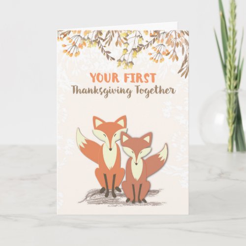 First Thanksgiving as Newlyweds Foxes Holiday Card