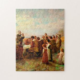 First Thanksgiving At Plymouth Jennie Brownscombe Jigsaw Puzzle