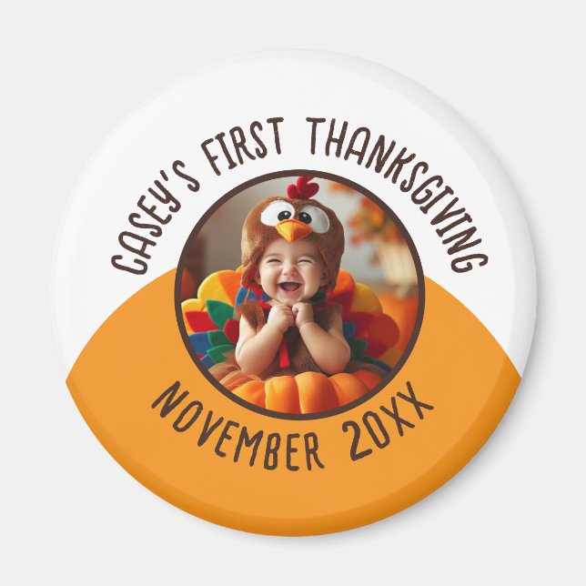 First Thanksgiving Baby Custom Photo Add Name  Magnet (Front)