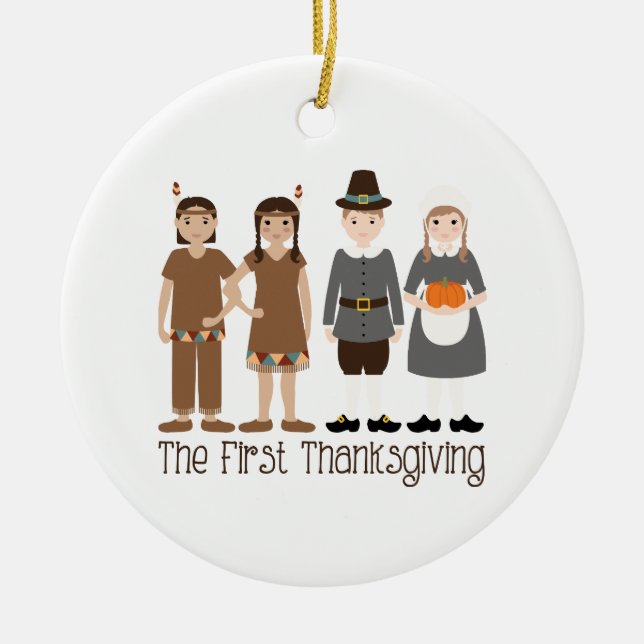 First Thanksgiving Ceramic Ornament (Front)