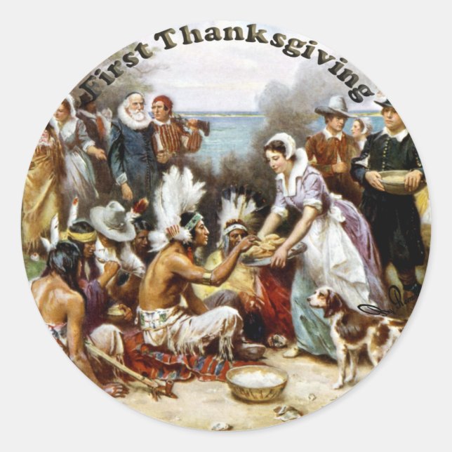 First Thanksgiving Classic Round Sticker (Front)