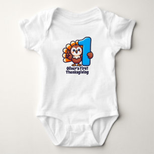 First Thanksgiving Customized Cute Turkey Baby Bodysuit