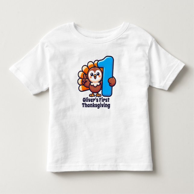 First Thanksgiving Customized Cute Turkey  Toddler T-shirt (Front)