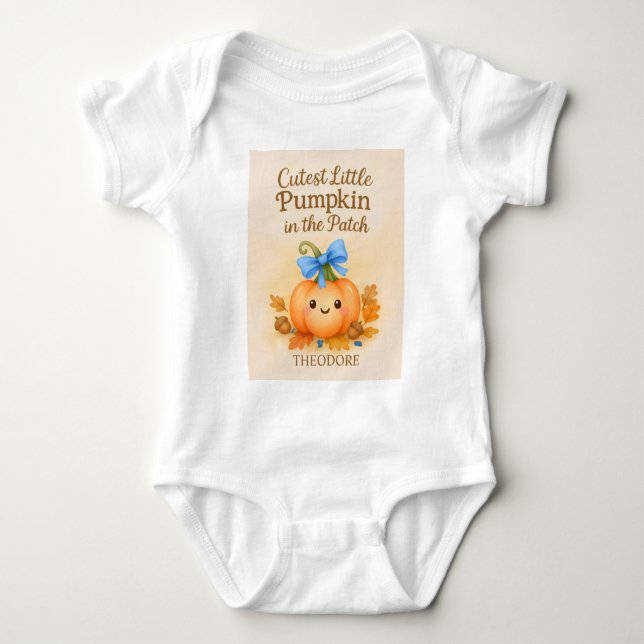 First Thanksgiving for Baby Boy with Pumpkin Baby Bodysuit (Front)