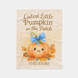 First Thanksgiving for Baby Boy with Pumpkin Fleece Blanket