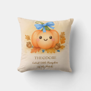 First Thanksgiving for Baby Boy with Pumpkin Throw Pillow