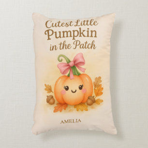 First Thanksgiving for Baby Girl with Pumpkin Accent Pillow