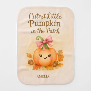 First Thanksgiving for Baby Girl with Pumpkin Burp Cloth