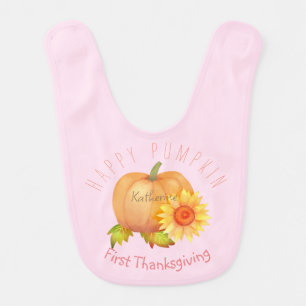 First Thanksgiving Pumpkin Baby Bib