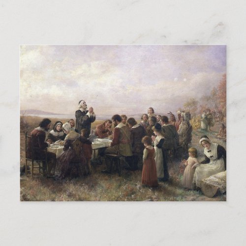 First Thanksgiving Vintage Painting Holiday Postcard