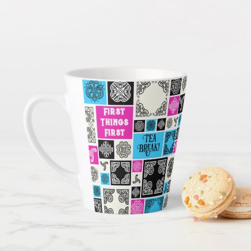 First Things First Tea Break! Funny Magenta & Blue
