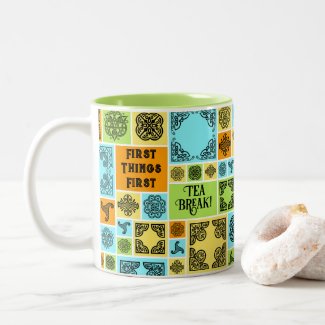 First Things First Tea Break! Funny Orange & Green